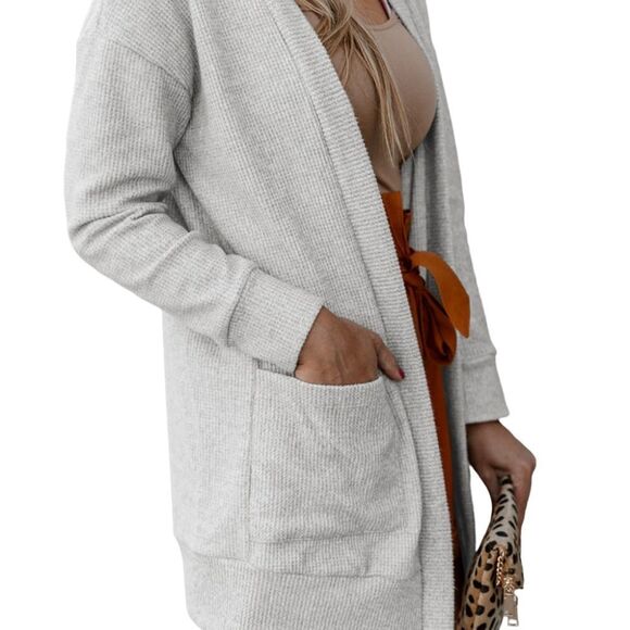 Cable Knit Long Sleeve Cardigan with Pockets - Picture 4 of 16